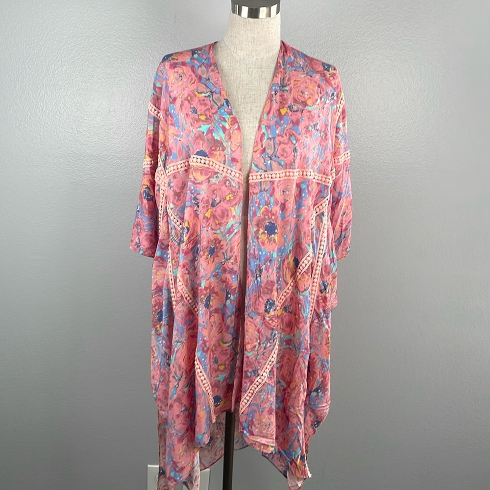 Urban Outfitters Pink Floral Kimono Cardigan